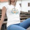 Dámske tričko s potlačou Ľudové Biela XL Dámske tričko s potlačou Ľudové Biela XL