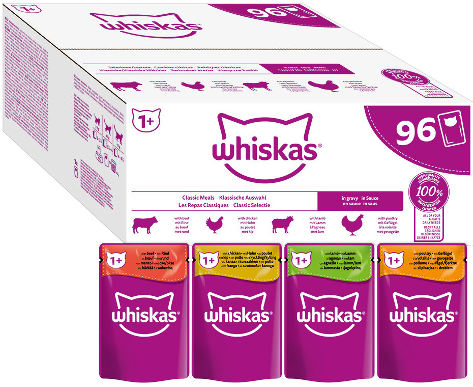 Whiskas 1+ Adult klasický výber v omáčke 96 x 85 g