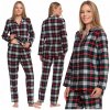 Dámske bavlnené pyžamo s károvaným vzorom teplé s dlhým rukávomORAJ dvojdielne Dámske bavlnené pyžamo s károvaným vzorom teplé s dlhým rukávomORAJ dvojdielne