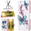 Peňaženkové kožené puzdro LEATHER na Xiaomi 12 Lite – Motýľ s broskyňovým kvetom Peňaženkové kožené puzdro LEATHER na Xiaomi 12 Lite – Motýľ s broskyňovým kvetom