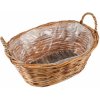 Ratanový hnedý veľký košík oválneho tvaru s plastovou vložkou ako kvetináčom a rúčkami po bokoch košíka 40 x 30 cm 36747 Ratanový hnedý veľký košík oválneho tvaru s plastovou vložkou ako kvetináčom a rúčkami po bokoch košíka 40 x 30 cm 36747