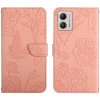 Peňaženkové kožené puzdro Butterfly Embossed na Motorola Moto G13 / G23 / G53 5G - Ružová Peňaženkové kožené puzdro Butterfly Embossed na Motorola Moto G13 / G23 / G53 5G - Ružová