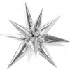 PartyDeco Balónik fóliový Hviezda strieborná 3D 95 cm
