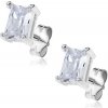 Šperky eshop - Strieborné náušnice 925 - trblietavý zirkón, obdĺžnik s dvojitým úchytom X23.11 Šperky eshop - Strieborné náušnice 925 - trblietavý zirkón, obdĺžnik s dvojitým úchytom X23.11