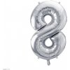 PartyDeco Fóliový balón číslo 8 strieborný 86 cm (Narodeninový fóliový balón číslo osem, vhodný na plnenie vzduchom aj héliom.) PartyDeco Fóliový balón číslo 8 strieborný 86 cm (Narodeninový fóliový balón číslo osem, vhodný na plnenie vzduchom aj héliom.)