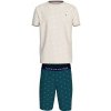 Tommy Hilfiger UM0UM02319 pánské pyžamo krátké béžovo modré Tommy Hilfiger UM0UM02319 pánské pyžamo krátké béžovo modré