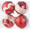 Gule MagicHome Vianoce, 4 ks, červené, s ornamentami, na vianočný stromček, 10 cm Gule MagicHome Vianoce, 4 ks, červené, s ornamentami, na vianočný stromček, 10 cm