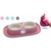 COBBYS PET Soft Touch PP Double 31 x 20 x 3,5 cm držiak z gumy s plastovou dvojmiskou 0,46 l