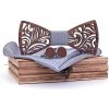 Dřevěný motýlek s kapesníčkem a manžetovými knoflíčky 709080 Dřevěný motýlek s kapesníčkem a manžetovými knoflíčky 709080