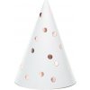 PartyDeco čiapočky biele s bodkami vo farbe Rose Gold 6ks PartyDeco čiapočky biele s bodkami vo farbe Rose Gold 6ks