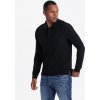 Ombre Structured men's polo longsleeve with patch - black čierna M Ombre 5902228989615 Ombre Structured men's polo longsleeve with patch - black čierna M Ombre 5902228989615