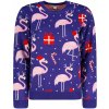 Frogies Dámsky sveter Flamingo Christmas modrá ružová