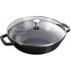 Wok 30 cm, so sklenenou pokrievkou, čierny, Staub Wok 30 cm, so sklenenou pokrievkou, čierny, Staub