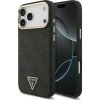 Guess PU Leather 4G Triangle Logo Gold Frame MagSafe Zadný Kryt pre iPhone 17 Pro Max Black