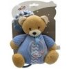 Teddies Medveď naťahovací hrací strojček s hrkálkou plyš modrý na karte v sáčku 18 cm Teddies Medveď naťahovací hrací strojček s hrkálkou plyš modrý na karte v sáčku 18 cm