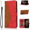 Peňaženkové kožené puzdro Dual-color na Oppo A38 - Hnedá a červená Peňaženkové kožené puzdro Dual-color na Oppo A38 - Hnedá a červená
