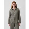 GAP Ľanová košeľa Easy Shirt Zelená