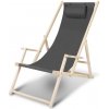 Yakimz Deckchair Beach Lounger Relaxing Lounger Self-Assembly Drevené plážové kreslo Skladacie sivé s madlami
