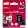 GOODRAM microSDXC karta 64GB M1A4 All-in-one (R:100/W:10 MB/s), UHS-I Class 10, U1 + Adapter + OTG card reader/čtečka (M1A4-0640R12) GOODRAM microSDXC karta 64GB M1A4 All-in-one (R:100/W:10 MB/s), UHS-I Class 10, U1 + Adapter + OTG card reader/čtečka (M1A4-0640R12)
