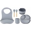 MoMi Detský silikónový jedálenský set Ami MoMi Sivý MoMi Detský silikónový jedálenský set Ami MoMi Sivý