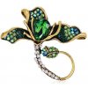eCa BZ83 Elegantná brošňa s kryštálmi - zelený kvet