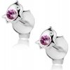 Šperky eshop - Puzetové náušnice, striebro 925, malý delfínik, ružový Swarovski krištáľ I38.17 Šperky eshop - Puzetové náušnice, striebro 925, malý delfínik, ružový Swarovski krištáľ I38.17