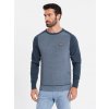 Ombre Cotton men's sweater with patch and raglan sleeves navy blue modrá