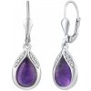 Stříbrné náušnice visací s přírodním fialovým Ametystem Stříbrné náušnice visací s přírodním fialovým Ametystem
