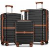 3dielna sada cestovných kufrov ABS + PC Kono - 36/62/94 L - čierno-hnedá 3dielna sada cestovných kufrov ABS + PC Kono - 36/62/94 L - čierno-hnedá