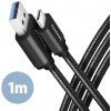 AXAGON BUCM3-AM10AB, SPEED kabel USB-C USB-A, 1m, USB 3.2 Gen 1, 3A, ALU, oplet, černý