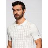 Elegantné pánske tričko polo s károvaným vzorom, biele, z viskózy V1 OM-POSS-0168 M Elegantné pánske tričko polo s károvaným vzorom, biele, z viskózy V1 OM-POSS-0168 M