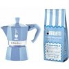 Bialetti Moka Express 3tz svetlomodrá + káva Perfetto Moka Mandorla 250g Bialetti Moka Express 3tz svetlomodrá + káva Perfetto Moka Mandorla 250g
