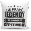 Sablio Vankúš Tie pravé legendy sa rodia v septembri: 40x40 cm Sablio Vankúš Tie pravé legendy sa rodia v septembri: 40x40 cm