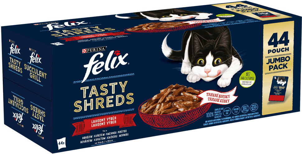 Felix Tasty Shreds rozmanitosť farmárskych chutí 44 x 80 g