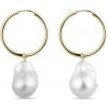 Zlaté náušnice kruhy s barokovou perlou KLENOTA K0607013 Zlaté náušnice kruhy s barokovou perlou KLENOTA K0607013
