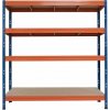 Majster Regál Kovové regály BULLRACK RIVET PRO 200x200x60 DTD drevotrieska 5 úrovní modro-oranžová, Modrá/Oranžová Majster Regál Kovové regály BULLRACK RIVET PRO 200x200x60 DTD drevotrieska 5 úrovní modro-oranžová, Modrá/Oranžová