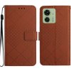 Peňaženkové kožené puzdro Rhombic Grid na Motorola Edge 40 - Hnedá Peňaženkové kožené puzdro Rhombic Grid na Motorola Edge 40 - Hnedá