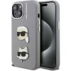 Karl Lagerfeld Grained PU K&CH Heads Zadný Kryt pre iPhone 15 Grey