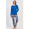 Dámské pyžamo dlouhé Květy - modrá - S Dámské pyžamo dlouhé Květy - modrá - S