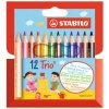 Pastelky trojhranné STABILO Trio hrubé krátke, 12 ks rôznych farieb Pastelky trojhranné STABILO Trio hrubé krátke, 12 ks rôznych farieb