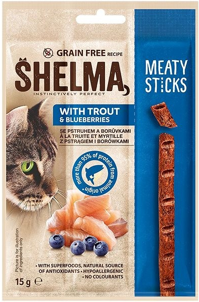 Shelma snack mäsové tyčinky bez obilnín pstruh 15 g