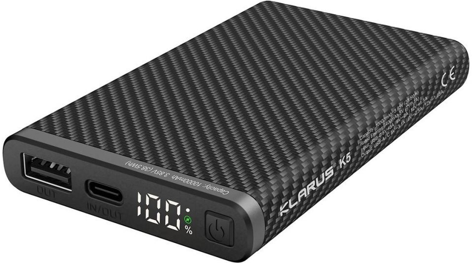 Klarus K5 Li-ion 10000mAh 5V-3,1A (22,5W MAX Carbon Fiber