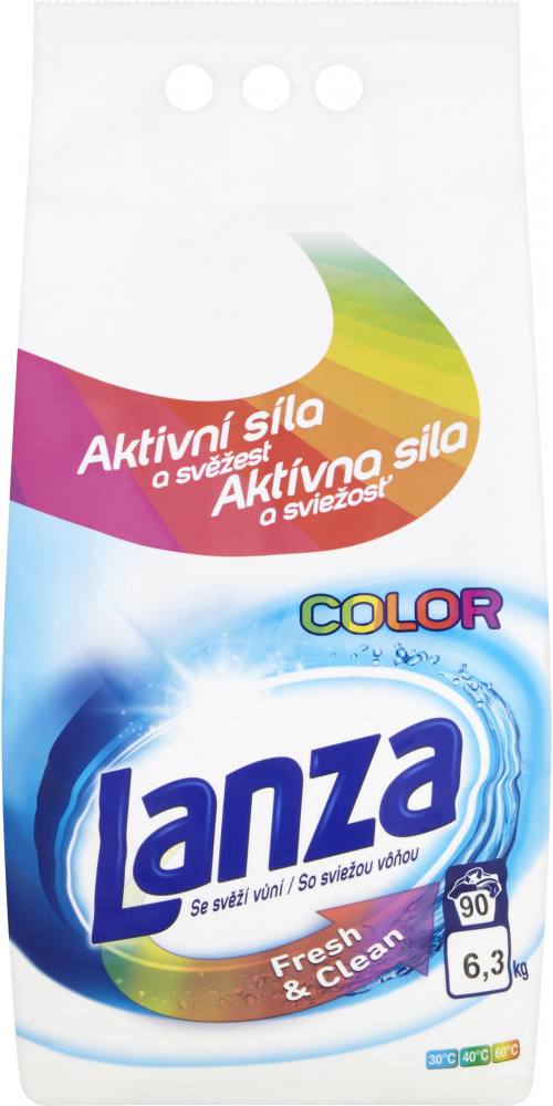 Lanza Fresh & Clean Color prací prášek na barevné prádlo zachovává intenzitu barev s příjemnou vůní 90 PD 6,3 kg