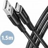 AXAGON BUCM-AM15AB, HQ kábel USB-C USB-A, 1.5 m, USB 2.0, 3A, ALU, opletenie, čierny BUCM-AM15AB AXAGON BUCM-AM15AB, HQ kábel USB-C USB-A, 1.5 m, USB 2.0, 3A, ALU, opletenie, čierny BUCM-AM15AB