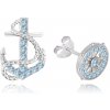 MINET Letné strieborné náušnice KORMIDLO a KOTVA s modrými zirkónmi MINET Letné strieborné náušnice KORMIDLO a KOTVA s modrými zirkónmi