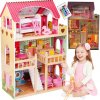 VEĽKÝ Drevený domček pre bábiky LED s nábytkom 3 POSCHODIA SÚPRAVA XXL VEĽKÝ Drevený domček pre bábiky LED s nábytkom 3 POSCHODIA SÚPRAVA XXL
