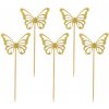 Tortový zápich - Zlatý motýľ, 12 kusov Tortový zápich - Zlatý motýľ, 12 kusov