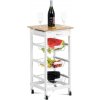 Servírovací stolík / regál, doska masív bambus, MDF, biely matný lak, pojazd - DR-043 Servírovací stolík / regál, doska masív bambus, MDF, biely matný lak, pojazd - DR-043