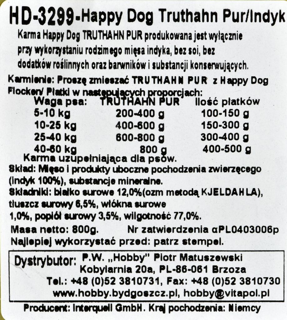 Happy Dog Pur Truthahn 0,8 kg