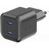 Swissten sieťový adaptér gan 2x USB-C 20w power delivery čierny Swissten sieťový adaptér gan 2x USB-C 20w power delivery čierny